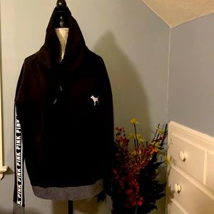 Victoria’s Secret Pink Black Logo Stripe Cowl Neck